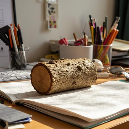 A sunlit workspace with pencils and an open sketchbook